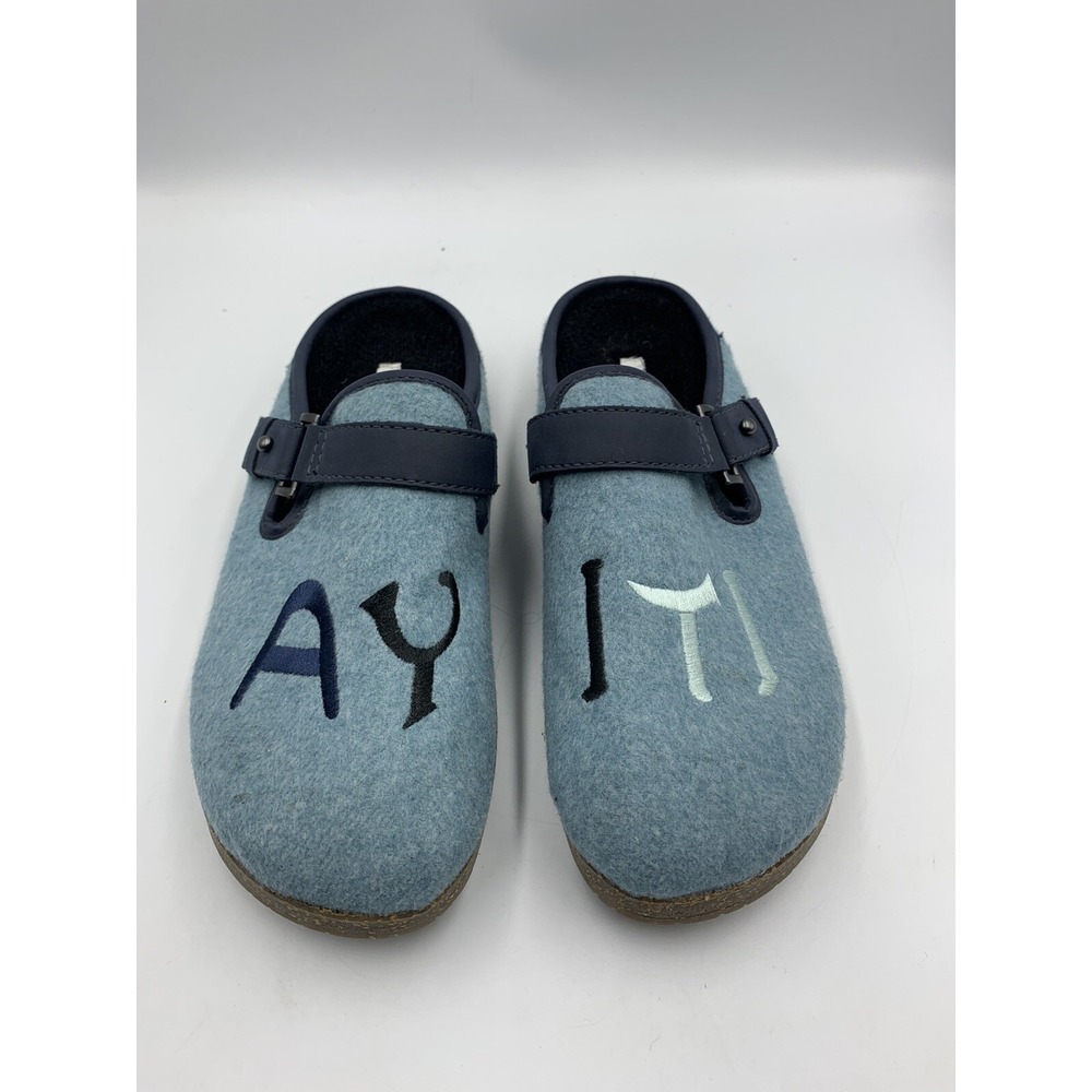 Earth Shoes Womens Sz 7.5M Dream Renmen Turquoise Wool Felt Slip-On Mule Clogs